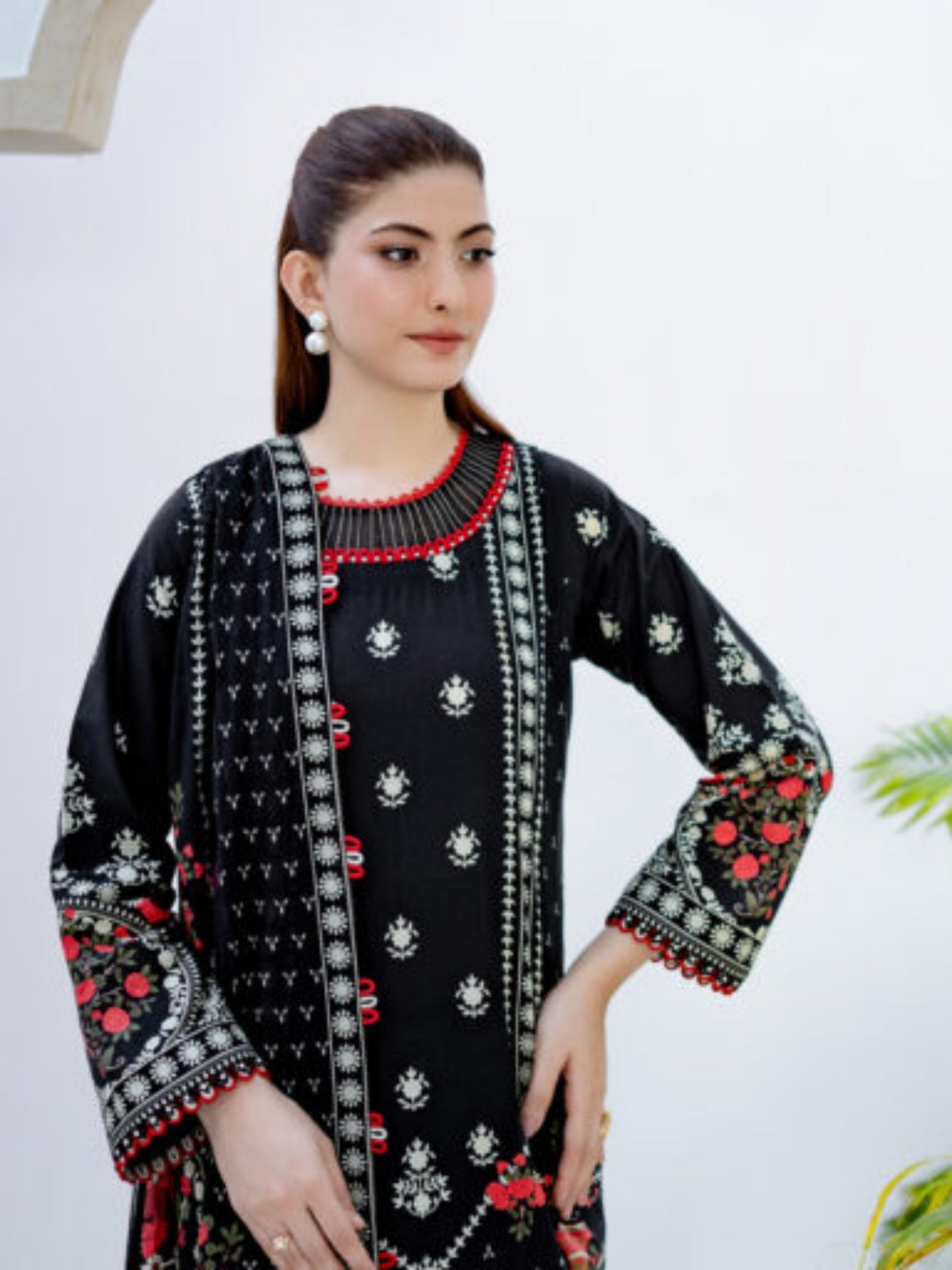 Black Lamorado Lawn Printed Unstitched 3-Piece Suit-SA26SP303