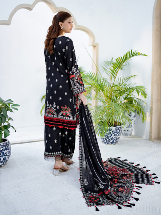 Black Lamorado Lawn Printed Unstitched 3-Piece Suit-SA26SP303