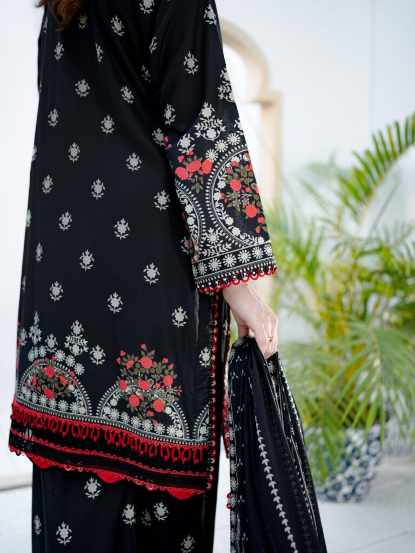 Black Lamorado Lawn Printed Unstitched 3-Piece Suit-SA26SP303