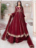 Maroon-Hani & Umaima Chiffon Embroidered Pishwas-Mahi