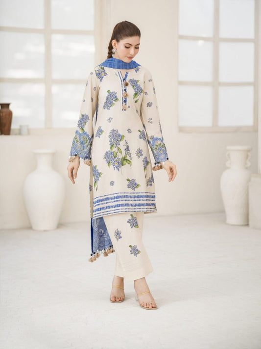 White Lamorado Lawn Printed Unstitched 3-Piece Suit-SA26SP304
