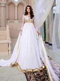 White-Hani & Umaima Chiffon Embroidered Pishwas-Pari