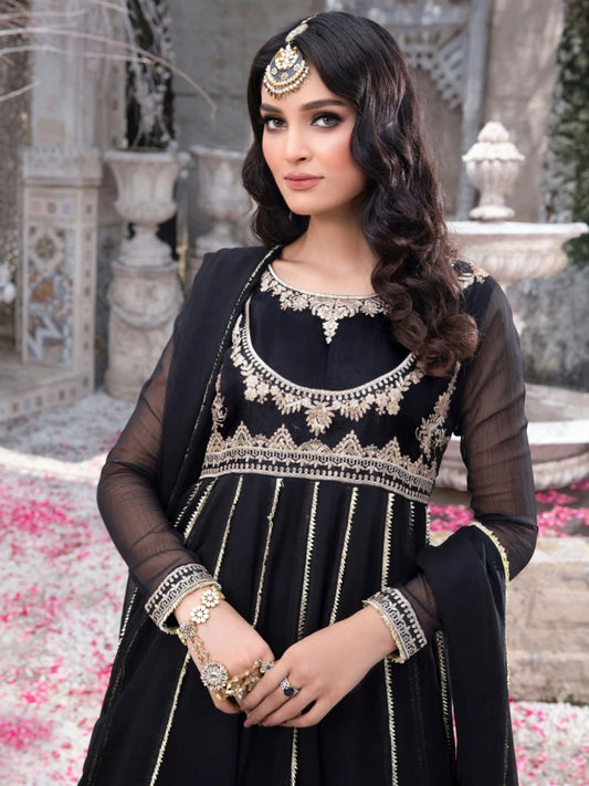 Hani & Umaima Chiffon Embroidered Pishwas-Raniya