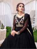 Black-Hani & Umaima Chiffon Embroidered Pishwas-Kajal
