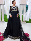 Black-Hani & Umaima Chiffon Embroidered Pishwas-Kajal