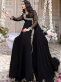 Black-Hani & Umaima Chiffon Embroidered Pishwas-Koel