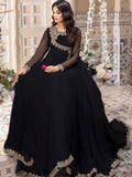 Black-Hani & Umaima Chiffon Embroidered Pishwas-Koel