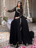 Black-Hani & Umaima Chiffon Embroidered Pishwas-Koel