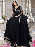 Black-Hani & Umaima Chiffon Embroidered Pishwas-Koel