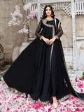 Black-Hani & Umaima Chiffon Embroidered Pishwas-Koel