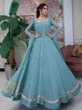 Blue-Hani & Umaima Chiffon Embroidered Maxi-Feroza