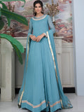 Blue-Hani & Umaima Chiffon Embroidered Maxi-Feroza