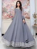 Grey-Hani & Umaima Chiffon Embroidered Maxi-Surmai