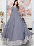 Grey-Hani & Umaima Chiffon Embroidered Maxi-Surmai