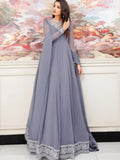 Grey-Hani & Umaima Chiffon Embroidered Maxi-Surmai