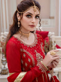 Red-Hani & Umaima Chiffon Embroidered Pishwas-Surkhab