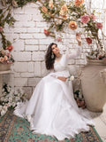 White-Hani & Umaima Chiffon Embroidered Maxi-Hoor