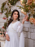 White-Hani & Umaima Chiffon Embroidered Maxi-Hoor