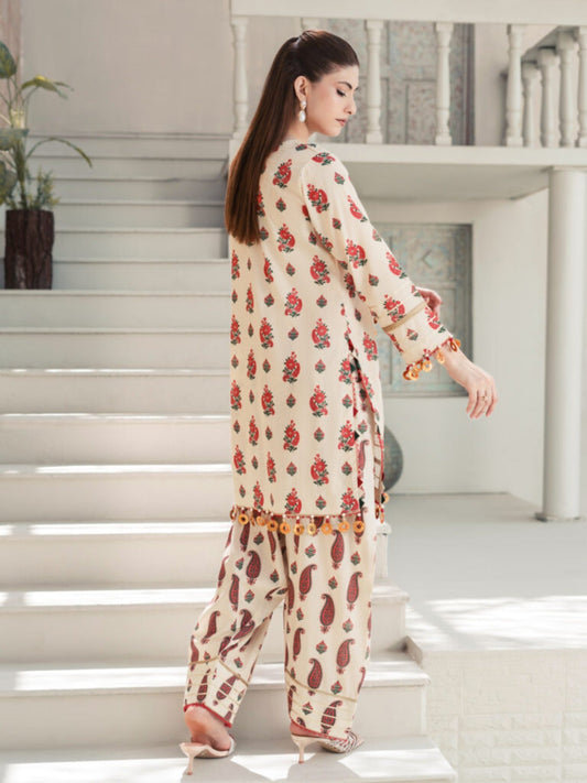 Beige Lamorado Lawn Printed Unstitched 2-Piece Suit-SA26SP203