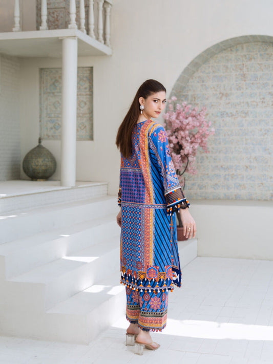 Blue Lamorado Lawn Printed Unstitched 2-Piece Suit-SA26SP204