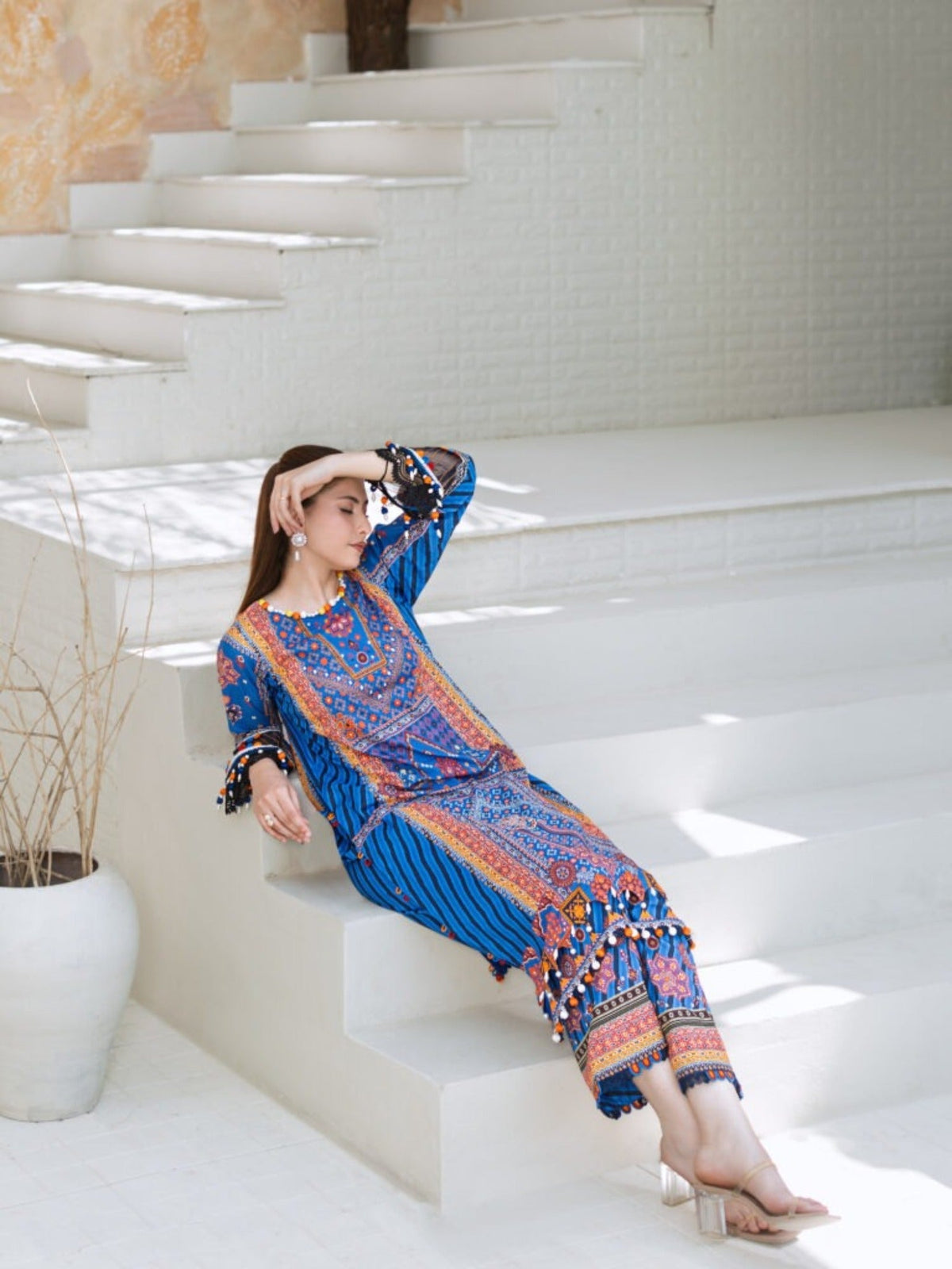 Blue Lamorado Lawn Printed Unstitched 2-Piece Suit-SA26SP204