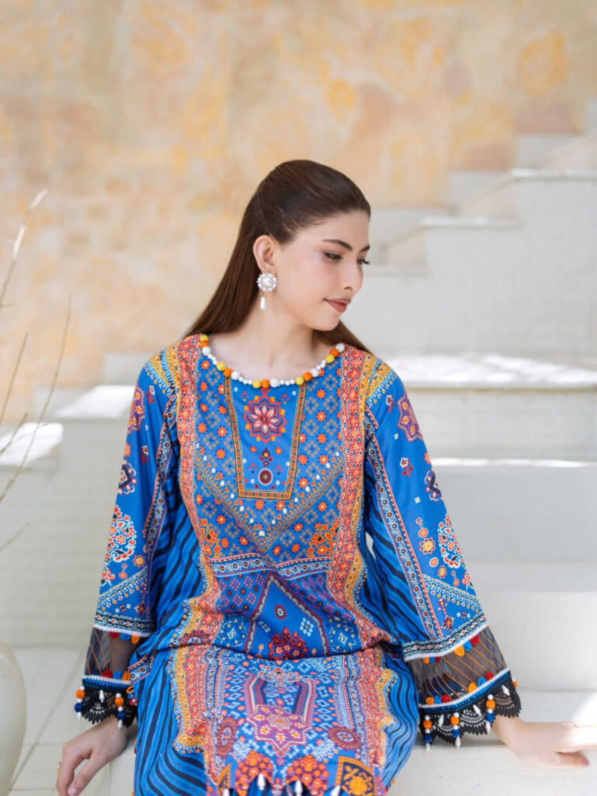 Blue Lamorado Lawn Printed Unstitched 2-Piece Suit-SA26SP204