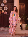 Pink Duas Boutique Sheesha Silk Embroidered Stitched 3-Piece Suit-Rainbow Rose