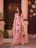Pink Duas Boutique Sheesha Silk Embroidered Stitched 3-Piece Suit-Rainbow Rose
