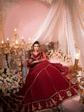 Maroon-Hani & Umaima Chiffon Embroidered Pishwas-Ayesha