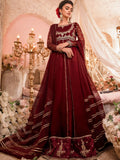 Maroon-Hani & Umaima Chiffon Embroidered Pishwas-Ayesha
