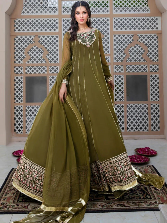 Green-Hani & Umaima Chiffon Pishwas-Dhaani