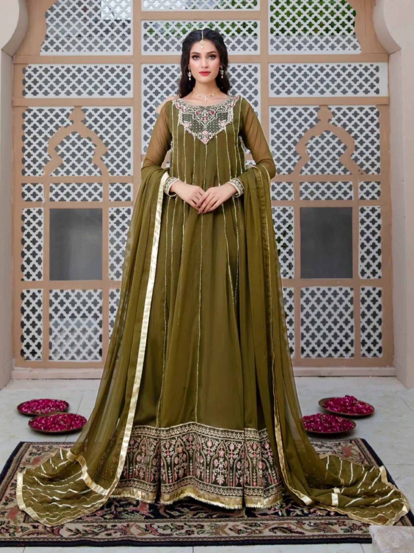 Green-Hani & Umaima Chiffon Pishwas-Dhaani
