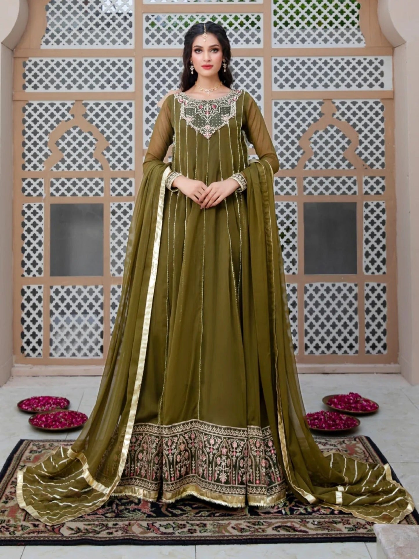 Green-Hani & Umaima Chiffon Pishwas-Dhaani