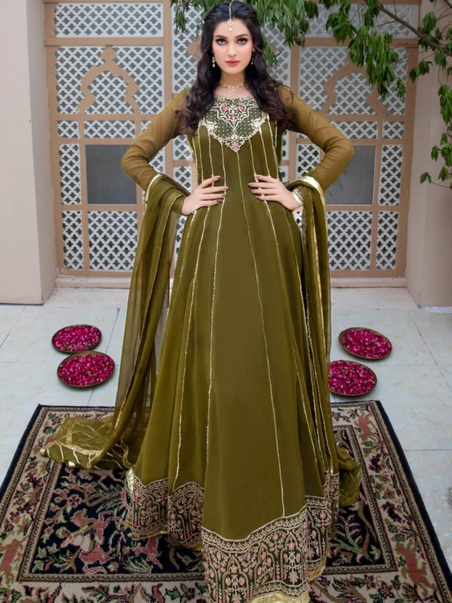 Green-Hani & Umaima Chiffon Pishwas-Dhaani