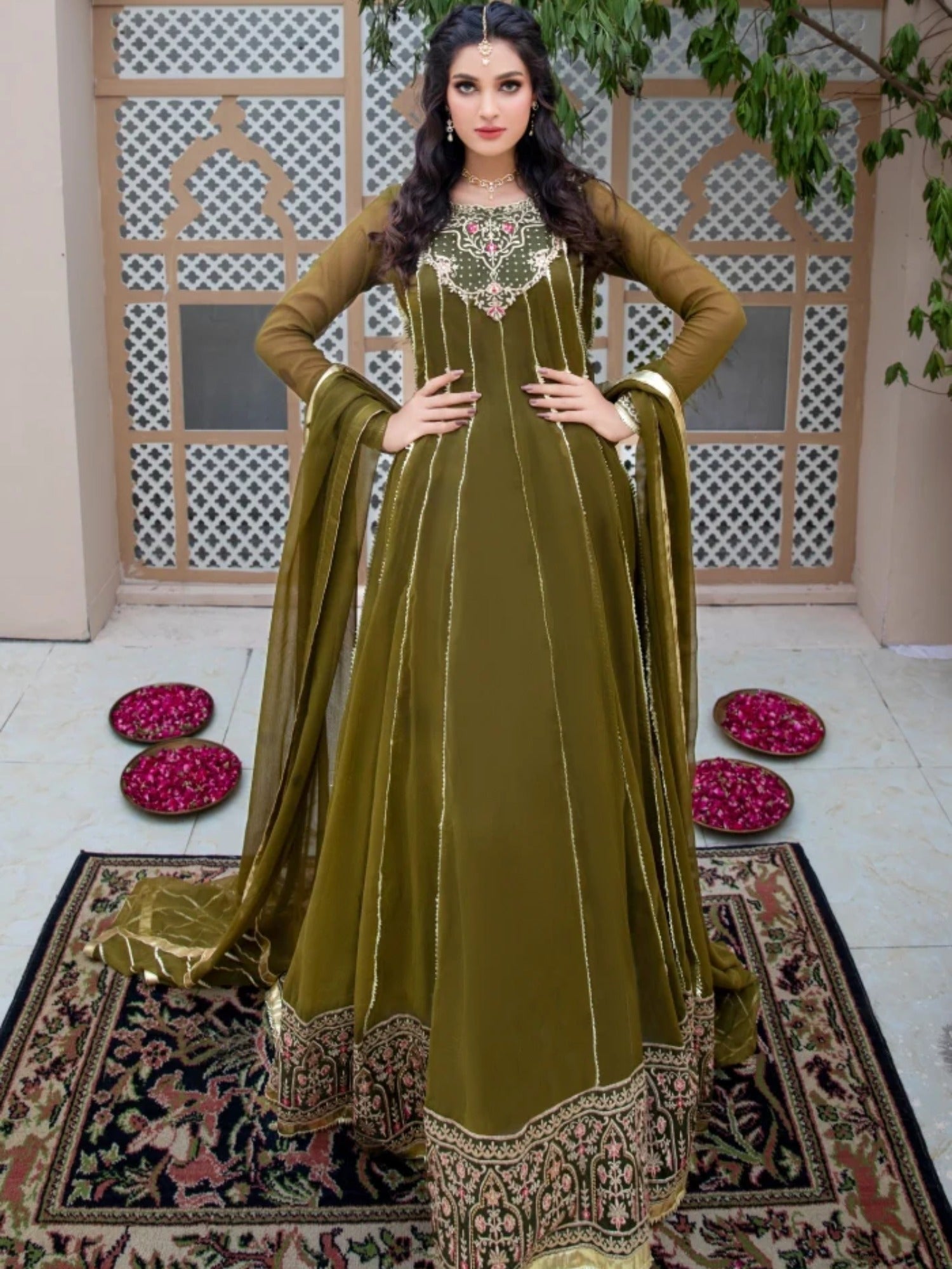 Green-Hani & Umaima Chiffon Pishwas-Dhaani