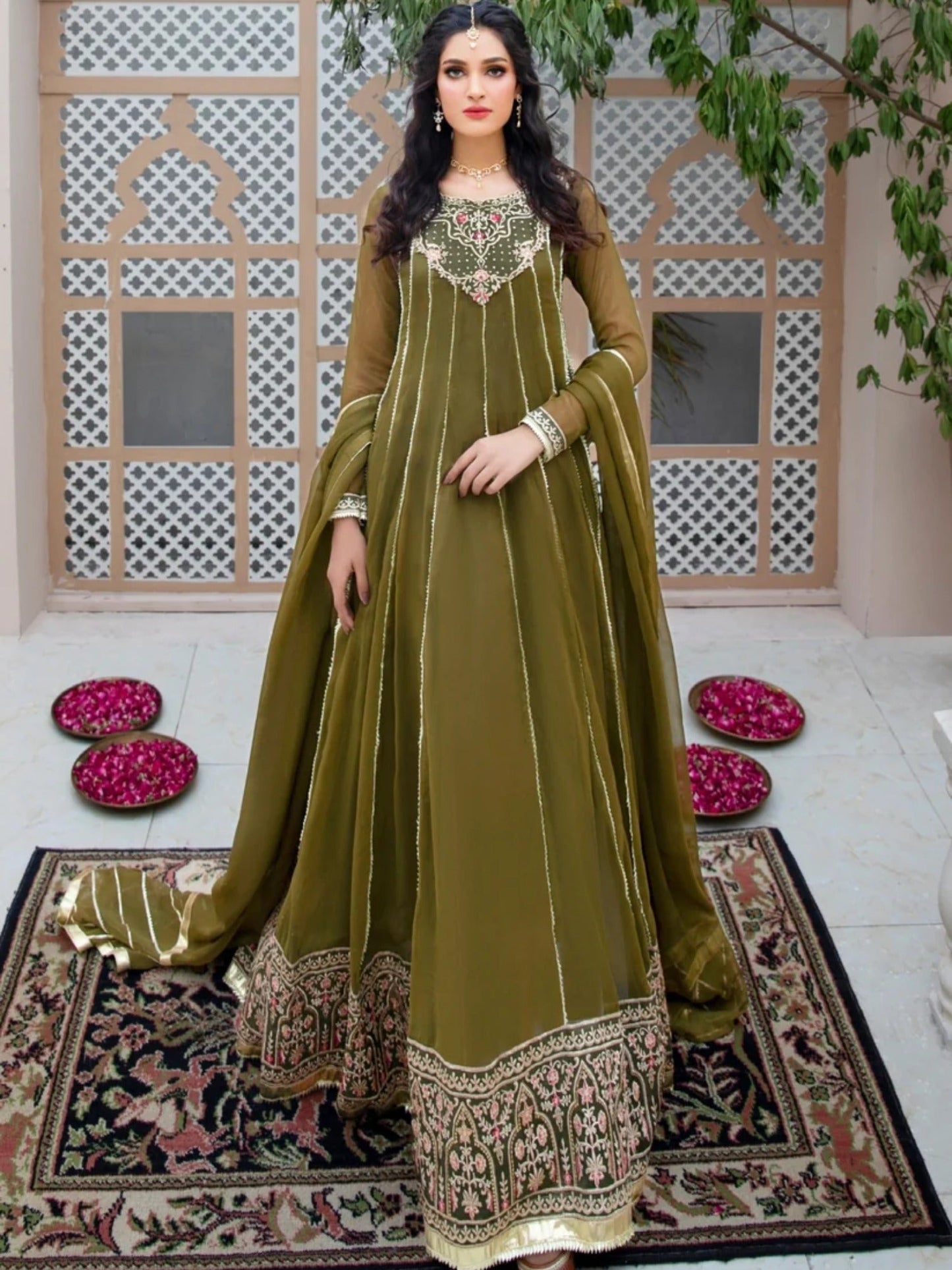 Green-Hani & Umaima Chiffon Pishwas-Dhaani