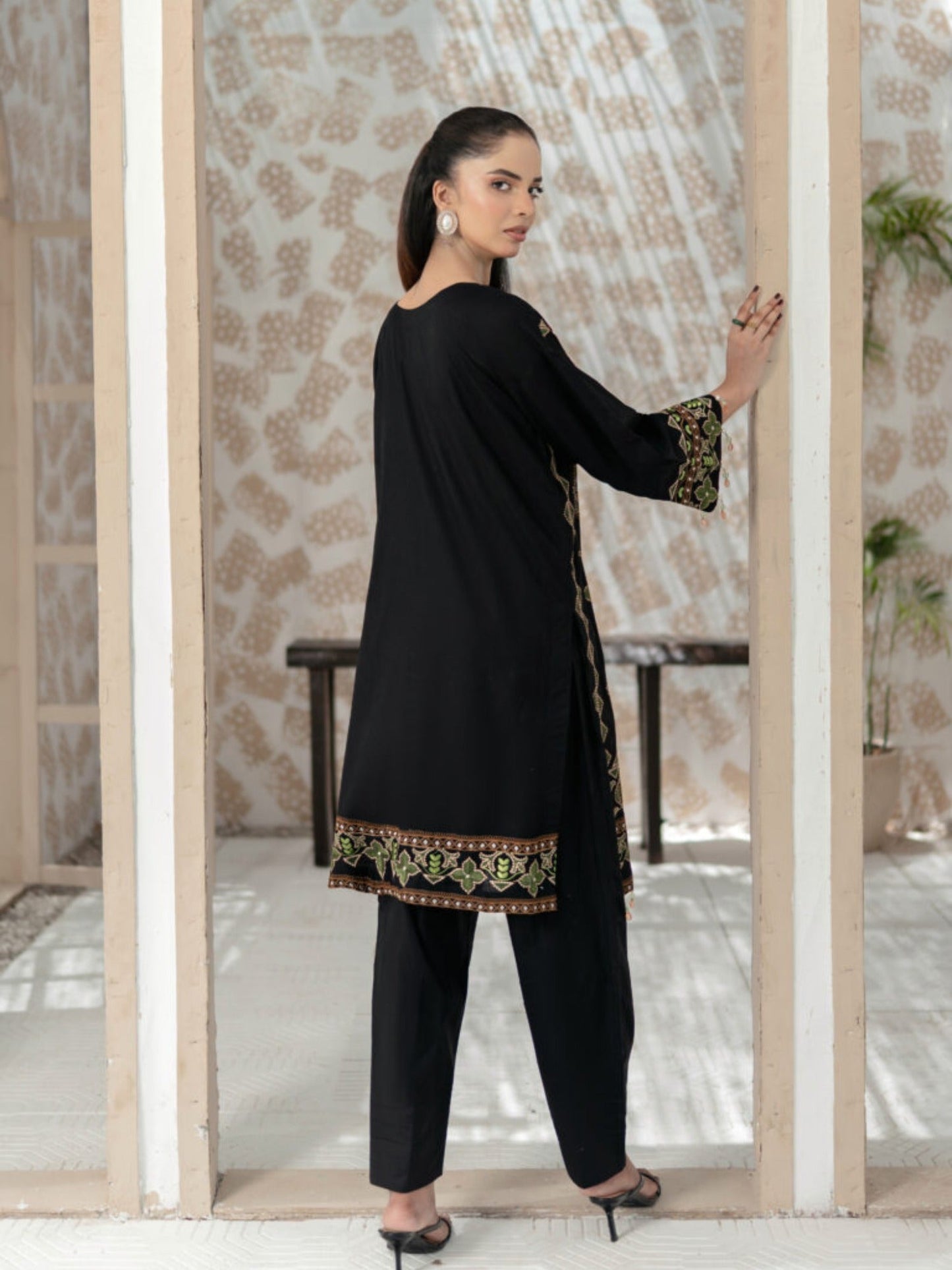 Black Lamorado Lawn Embroidered Unstitched 2-Piece Suit-SA26SD203-EMB