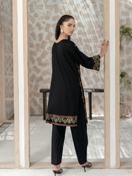 Black Lamorado Lawn Embroidered Unstitched 2-Piece Suit-SA26SD203-EMB