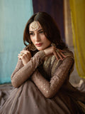 Brown-Hani & Umaima Chiffon Embroidered Pishwas-Kaira