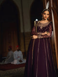 Purple-Hani & Umaima Chiffon Embroidered Pishwas-Floret