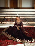 Purple-Hani & Umaima Chiffon Embroidered Pishwas-Floret