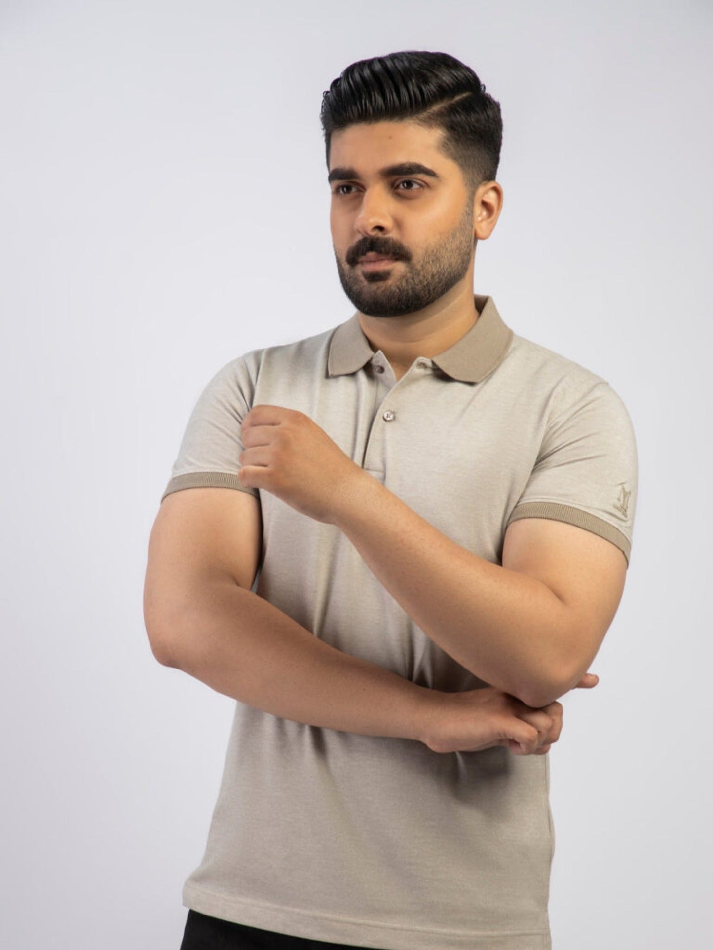 Lamorado Men Yarn Polo Shirt-Beige