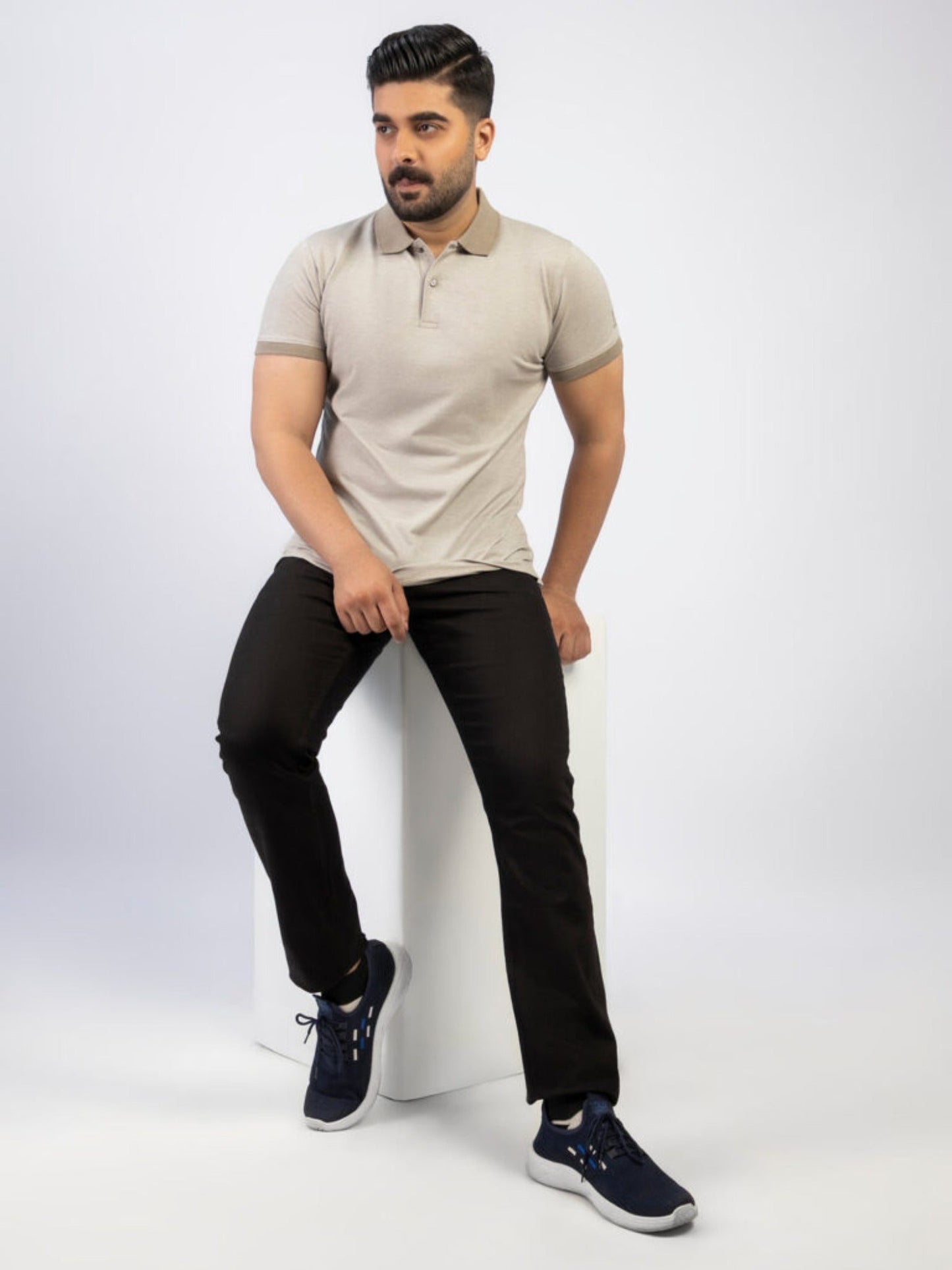 Lamorado Men Yarn Polo Shirt-Beige