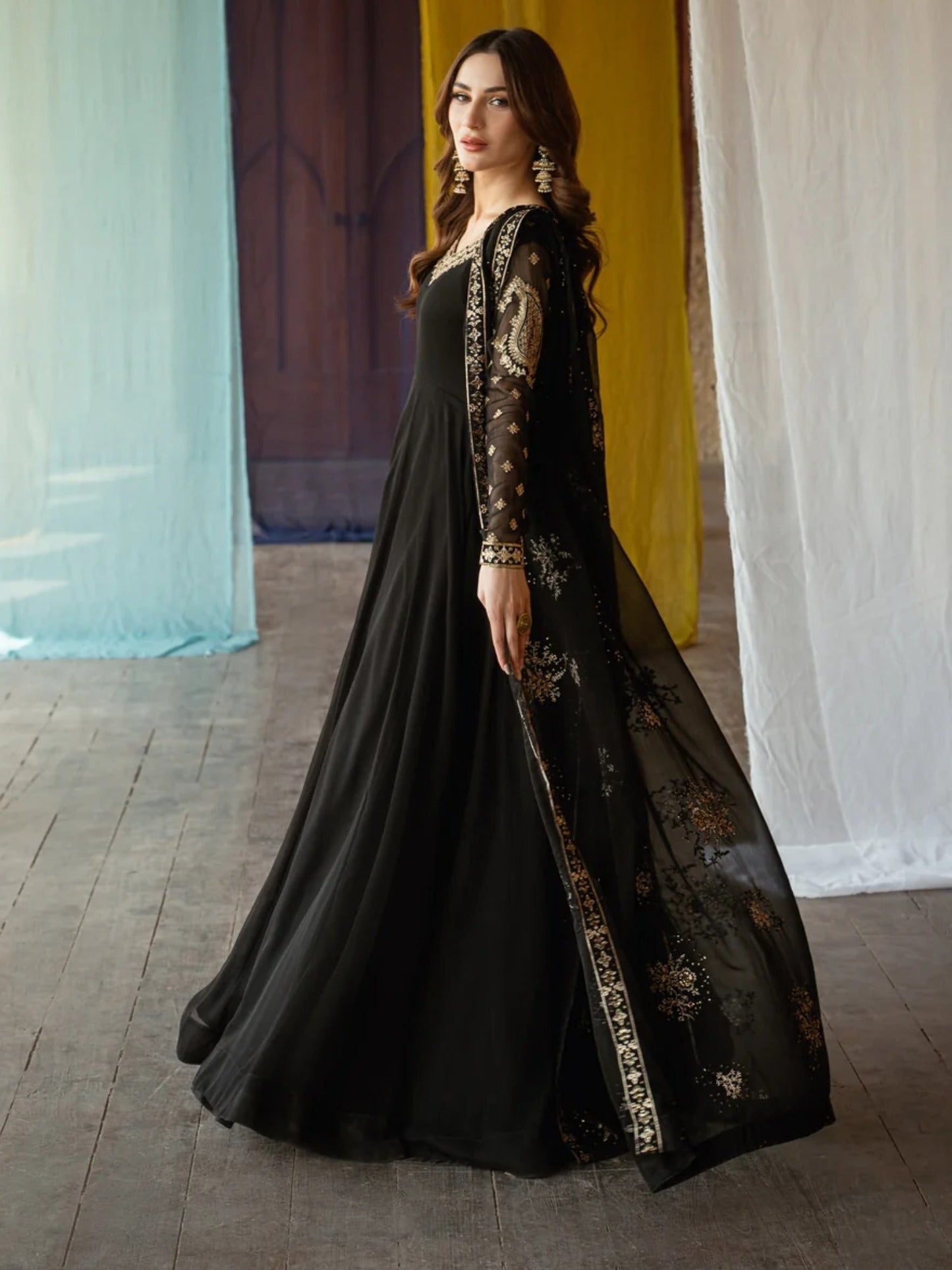 Black-Hani & Umaima Chiffon Maxi-Tina