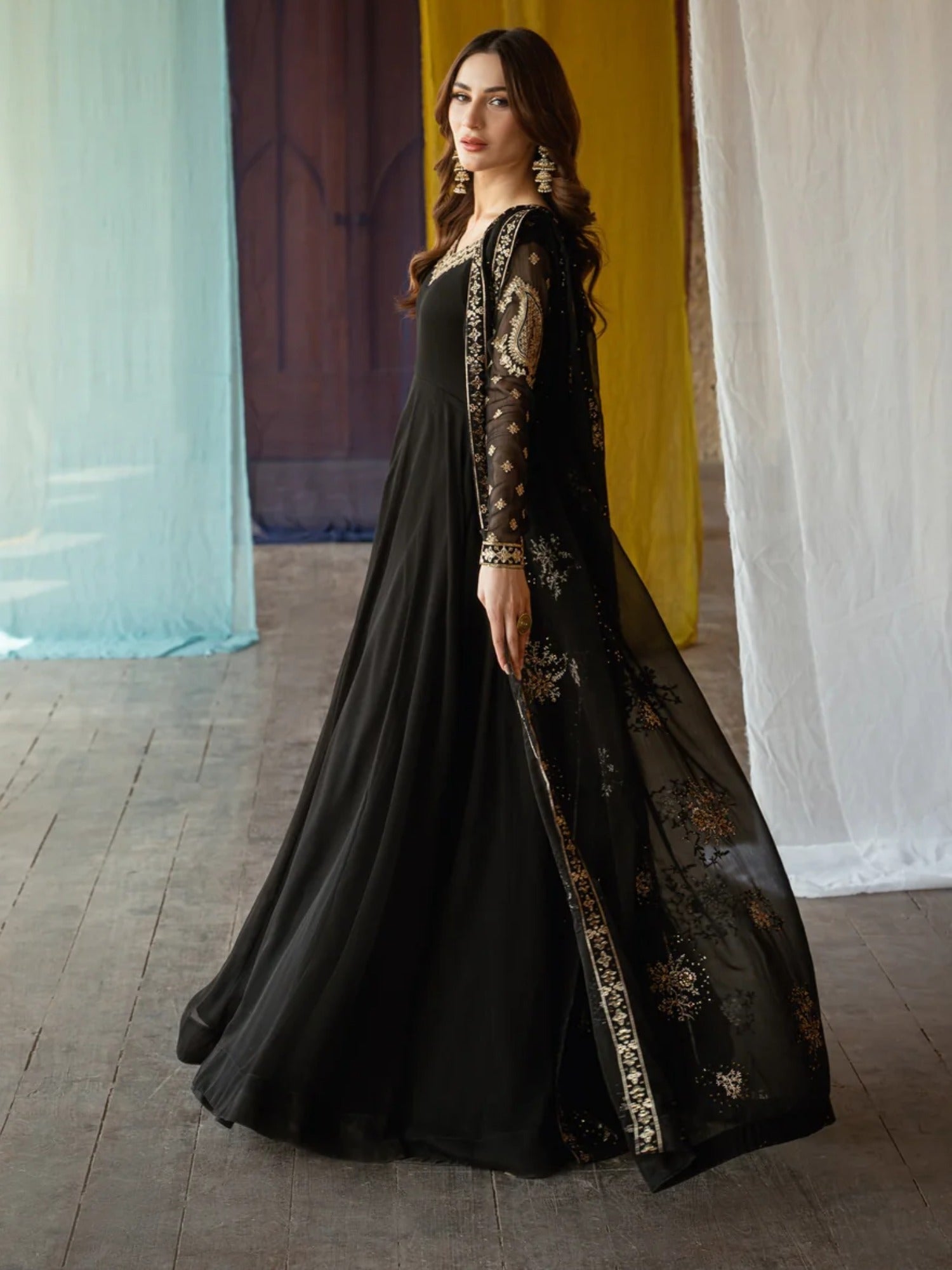 Black-Hani & Umaima Chiffon Maxi-Tina