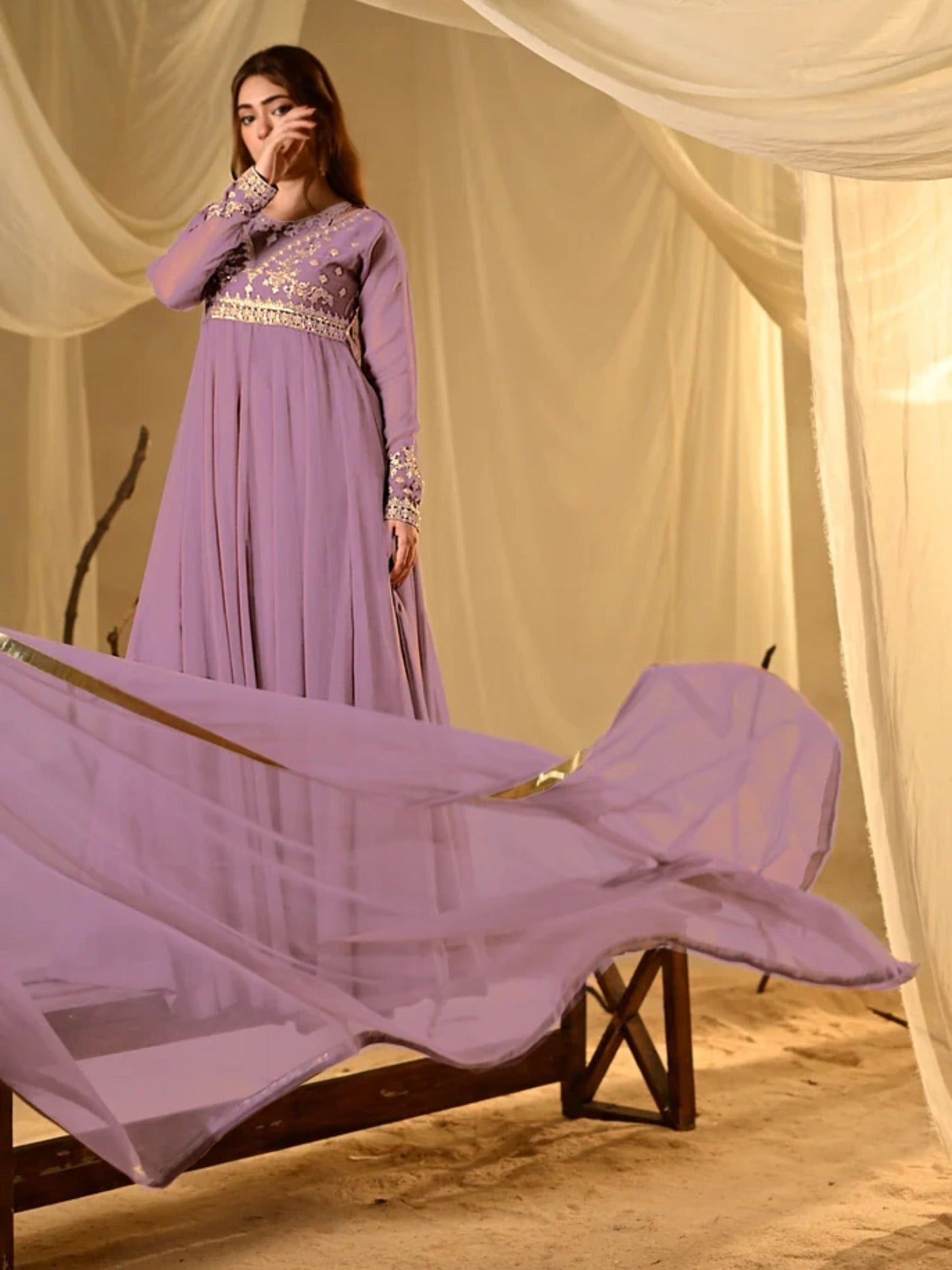 Lilac-Hani & Umaima Chiffon Pishwas-Minha