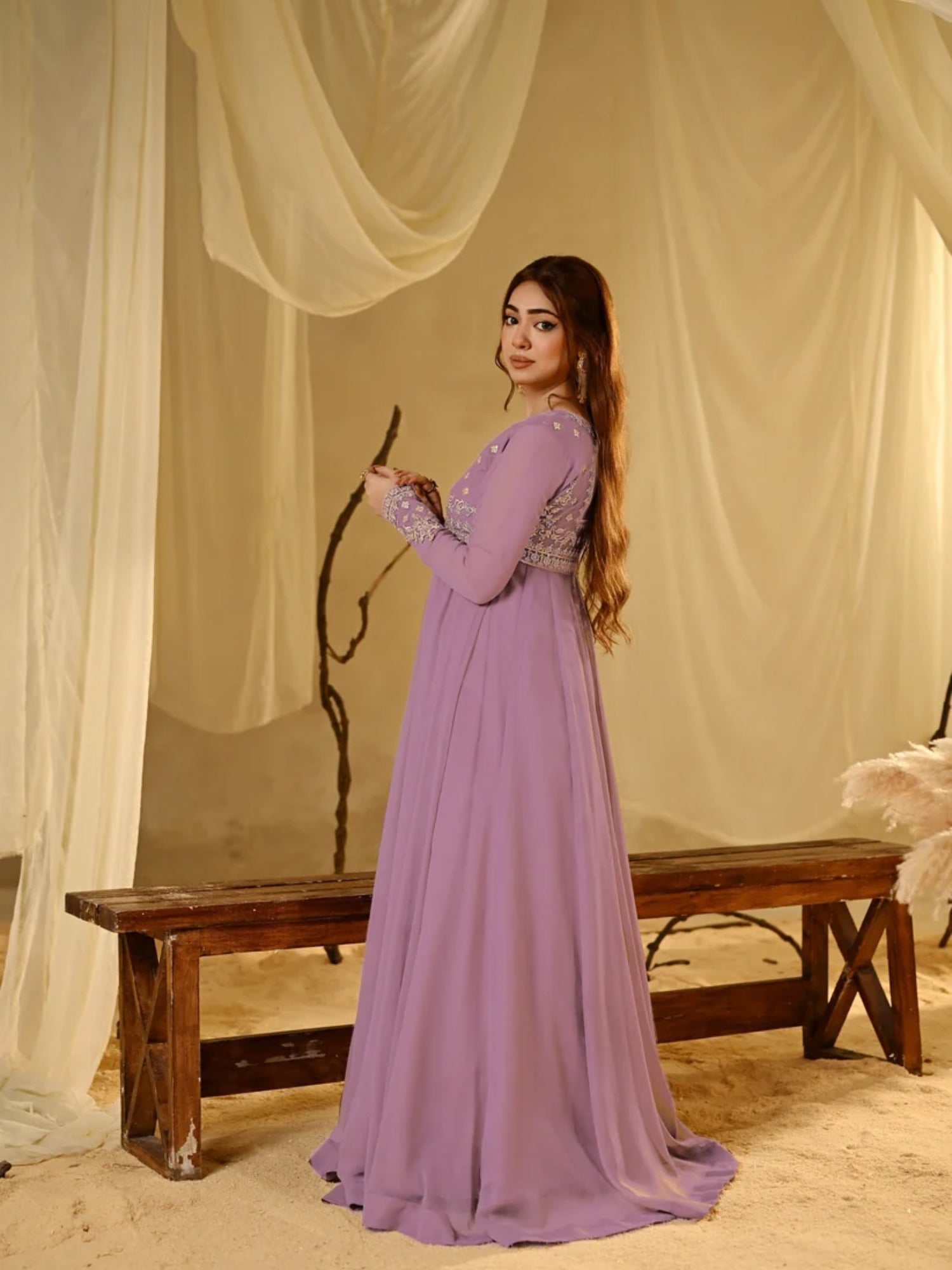 Lilac-Hani & Umaima Chiffon Pishwas-Minha