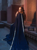 Blue-Hani & Umaima Chiffon Embroidered Pishwas-Ifrah