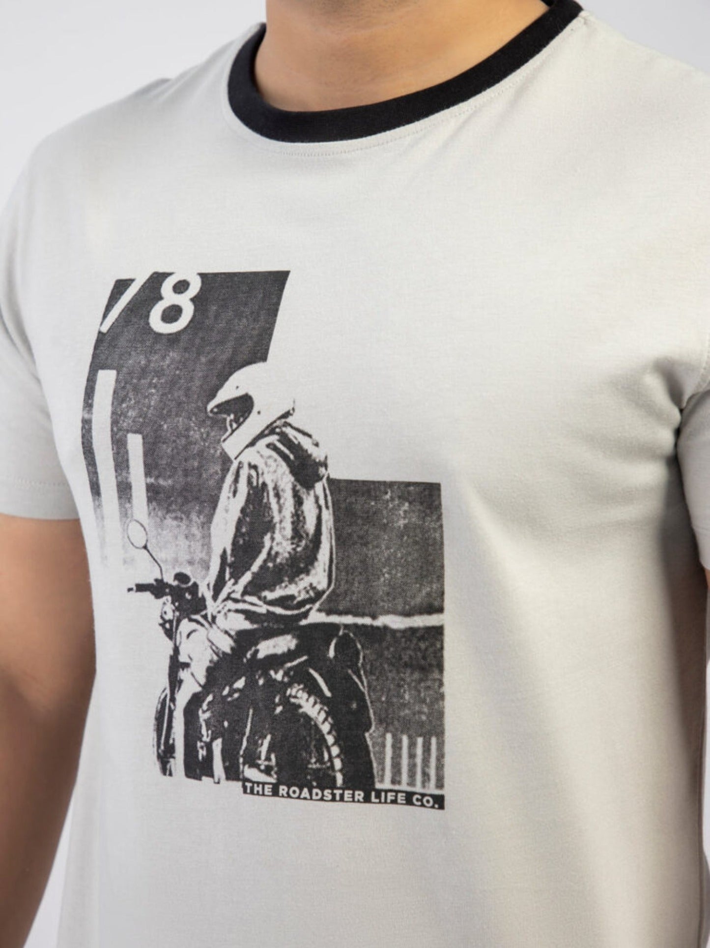 Lamorado Men Cotton Graphic Round Neck T-Shirt-Light Grey