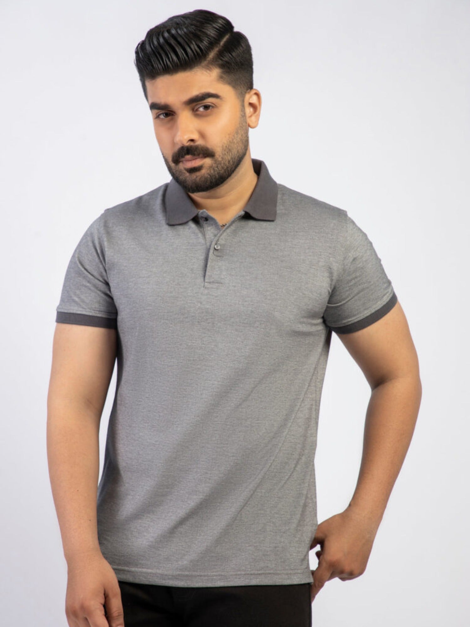 Lamorado Men Yarn Polo Shirt-Grey
